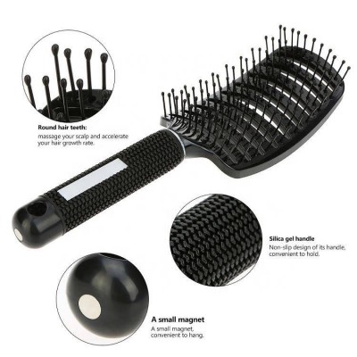 Anti-Static Curved Round Metal Hair Extension Wig Massage Private Label Ionic Custom Logo Detangling Wide Tooth Brush Combs